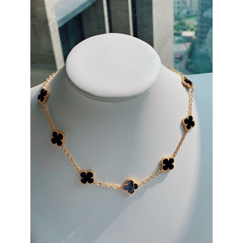 Van Cleef & Arpels Vintage Alhambra Necklace, 10 Motifs Black&Gold