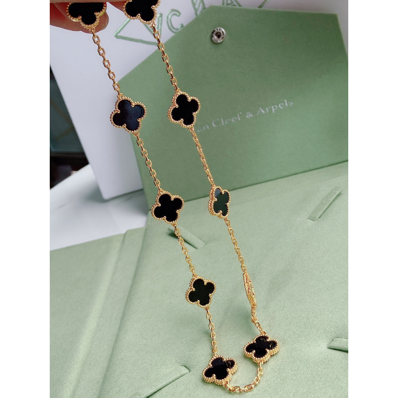 Van Cleef & Arpels Vintage Alhambra Necklace, 10 Motifs Black&Gold