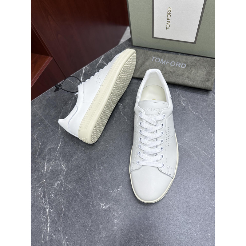 Tom Ford Warwick Grained Leather Low-top Sneaker White