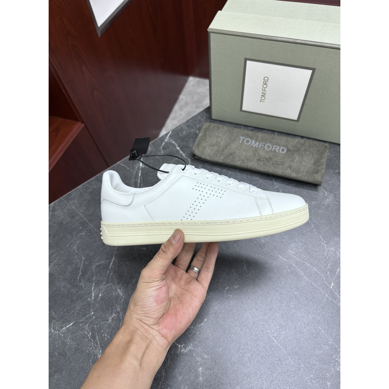 Tom Ford Warwick Grained Leather Low-top Sneaker White