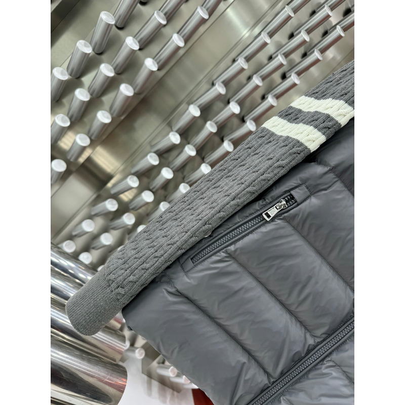 Moncler Panelled Knitted Padded Jacket Gray