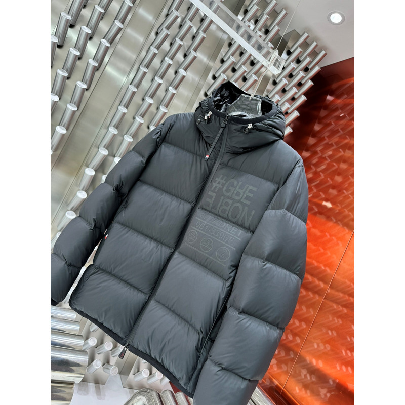 Moncler Logo Printed Down Jacket in Grey