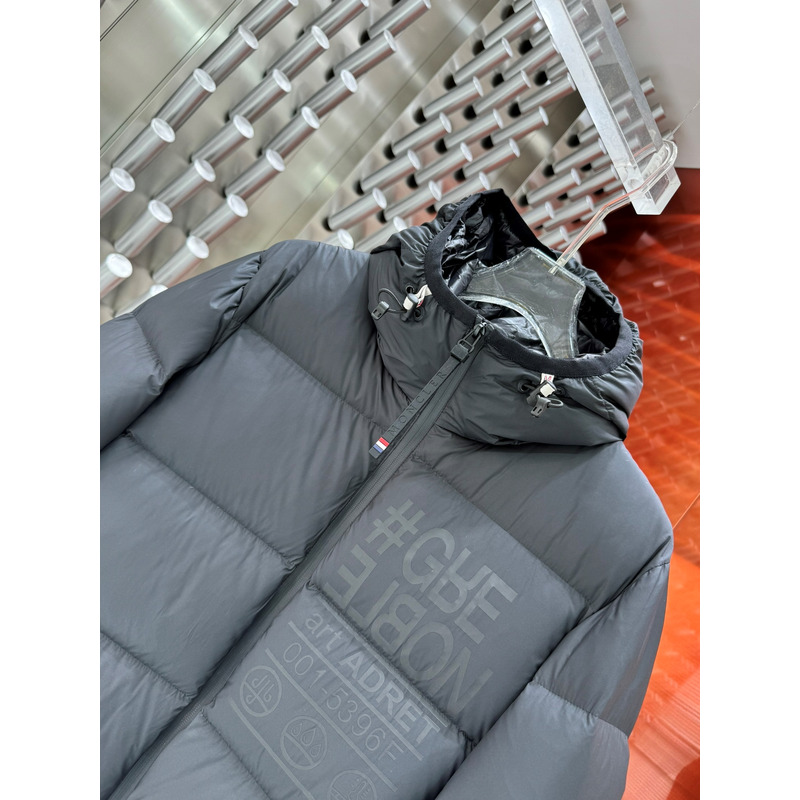 Moncler Logo Printed Down Jacket in Grey