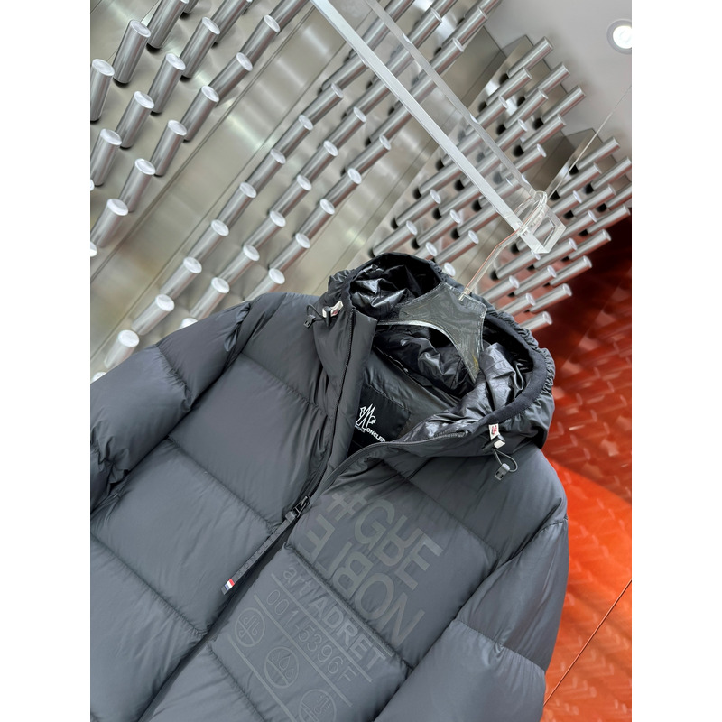 Moncler Logo Printed Down Jacket in Grey