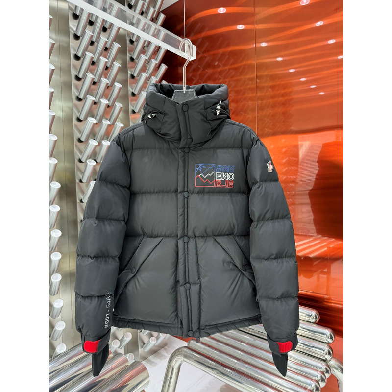 Moncler Logo Printed Down Jacket in Black