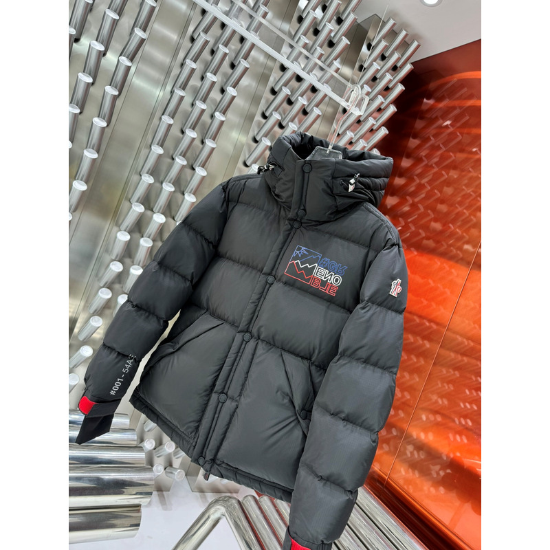 Moncler Logo Printed Down Jacket in Black