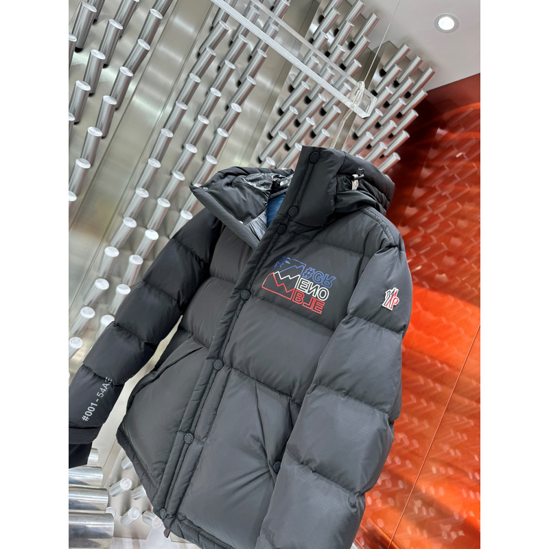 Moncler Logo Printed Down Jacket in Black