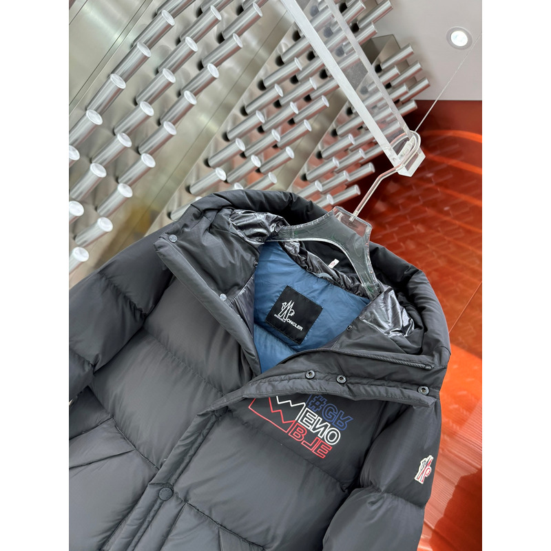 Moncler Logo Printed Down Jacket in Black