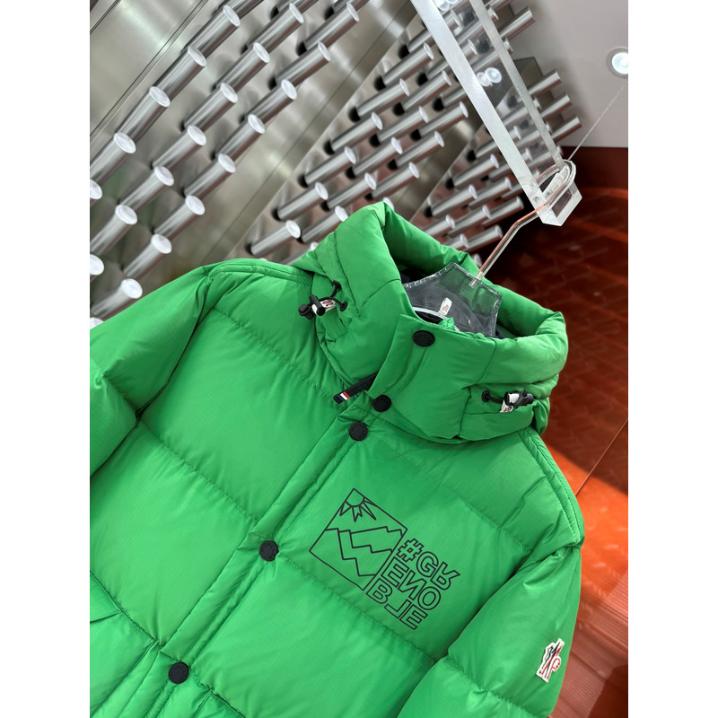 Moncler Logo Printed Down Jacket in Green