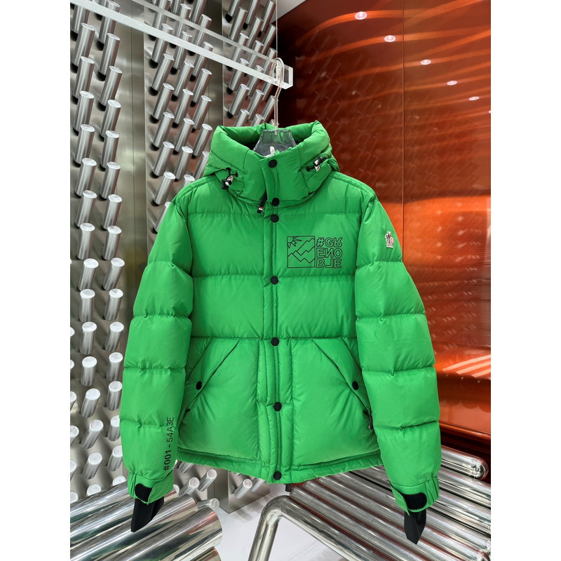 Moncler Logo Printed Down Jacket in Green