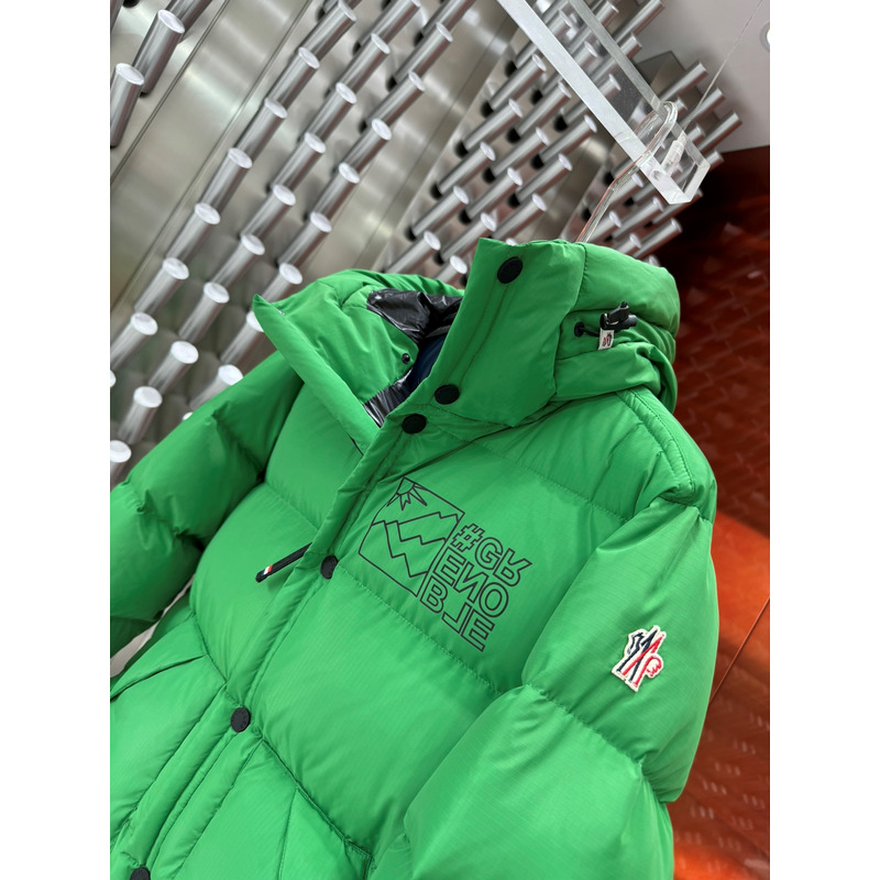 Moncler Logo Printed Down Jacket in Green