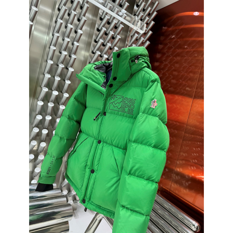 Moncler Logo Printed Down Jacket in Green