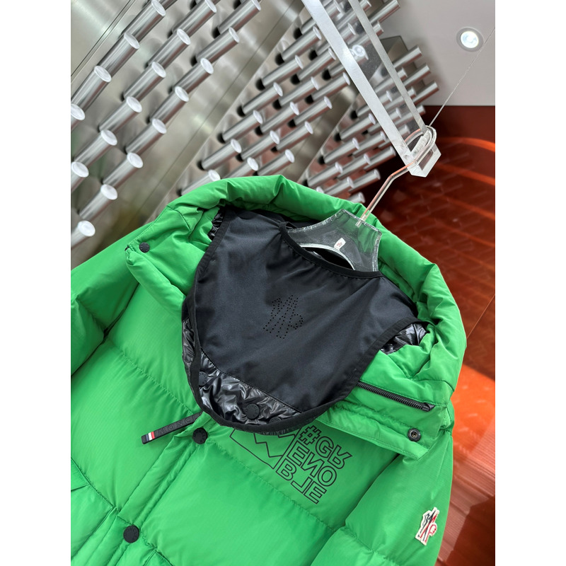 Moncler Logo Printed Down Jacket in Green