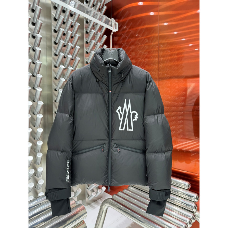 Moncler Logo Printed Down Jacket in Black