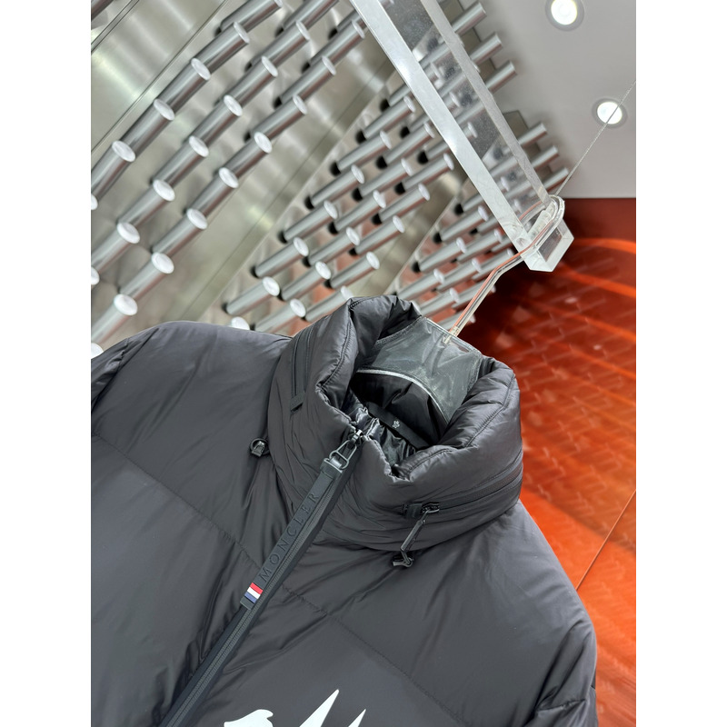 Moncler Logo Printed Down Jacket in Black