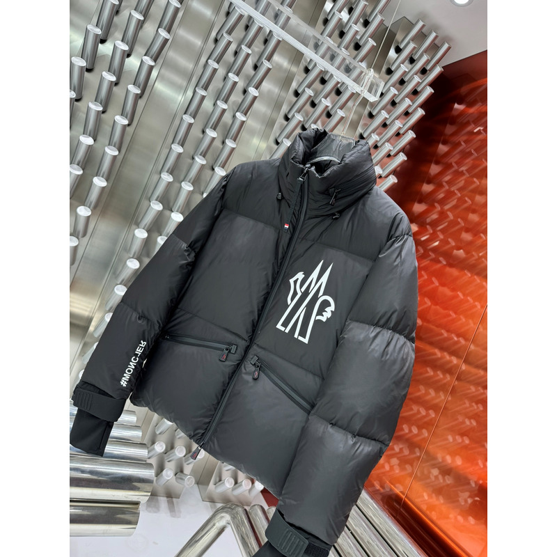 Moncler Logo Printed Down Jacket in Black