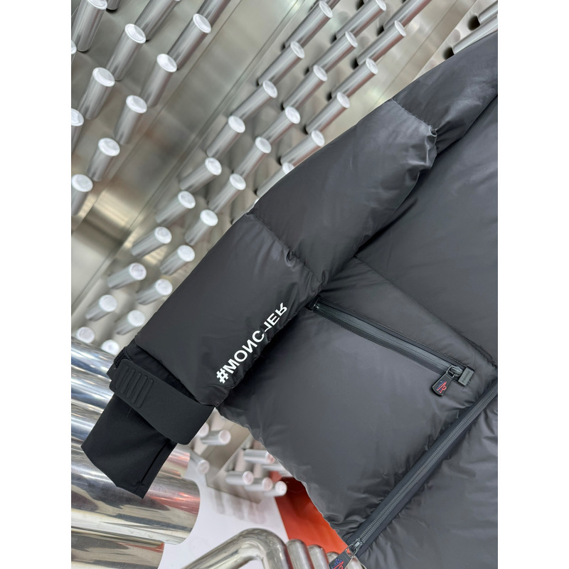 Moncler Logo Printed Down Jacket in Black