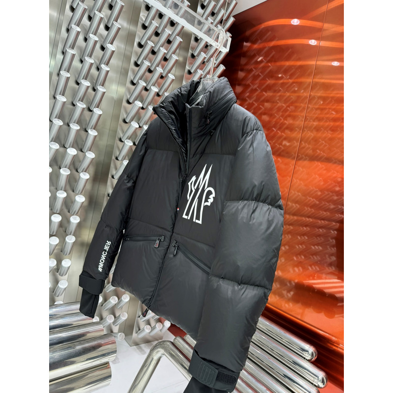 Moncler Logo Printed Down Jacket in Black