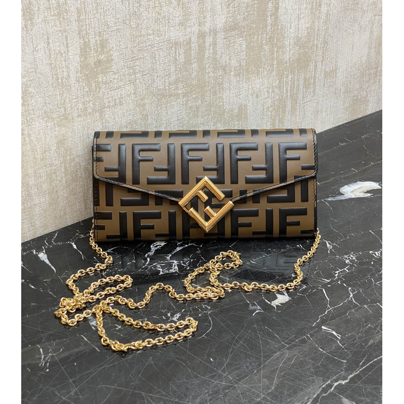 F**di ff leather wallet chain bag