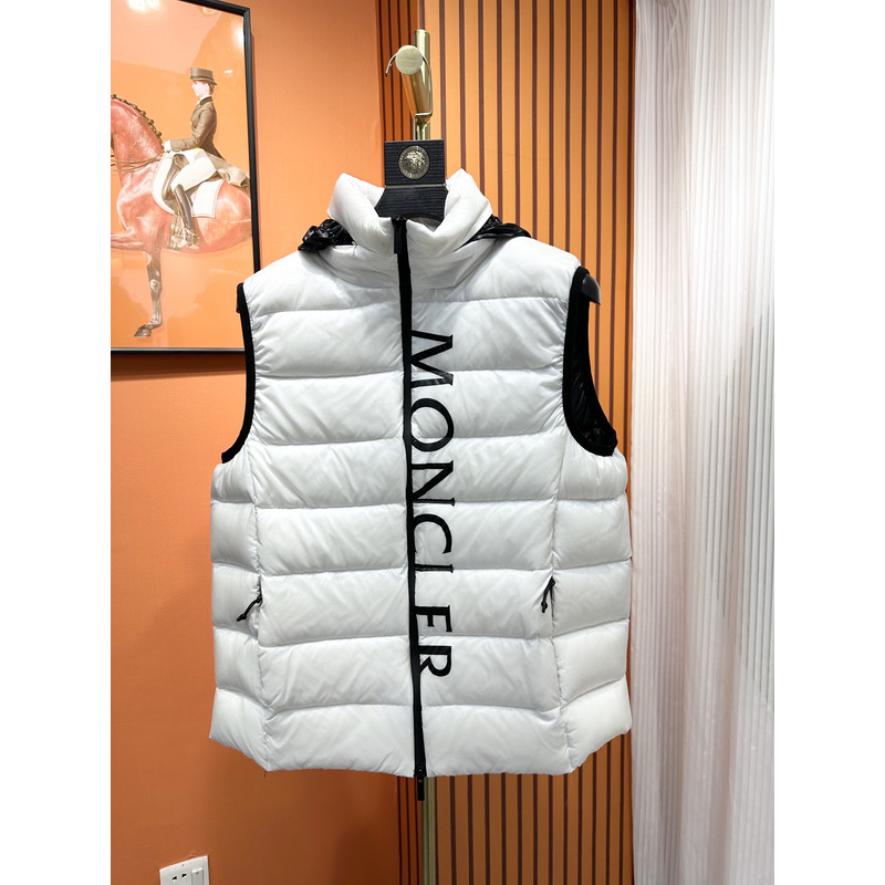 Moncler Logo Print Padded Gilet White