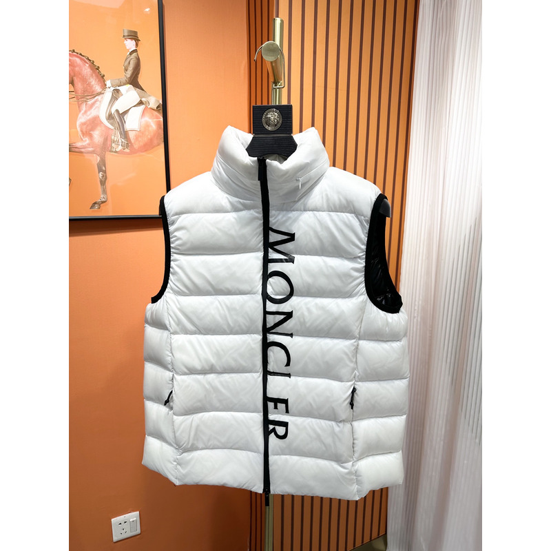 Moncler Logo Print Padded Gilet White