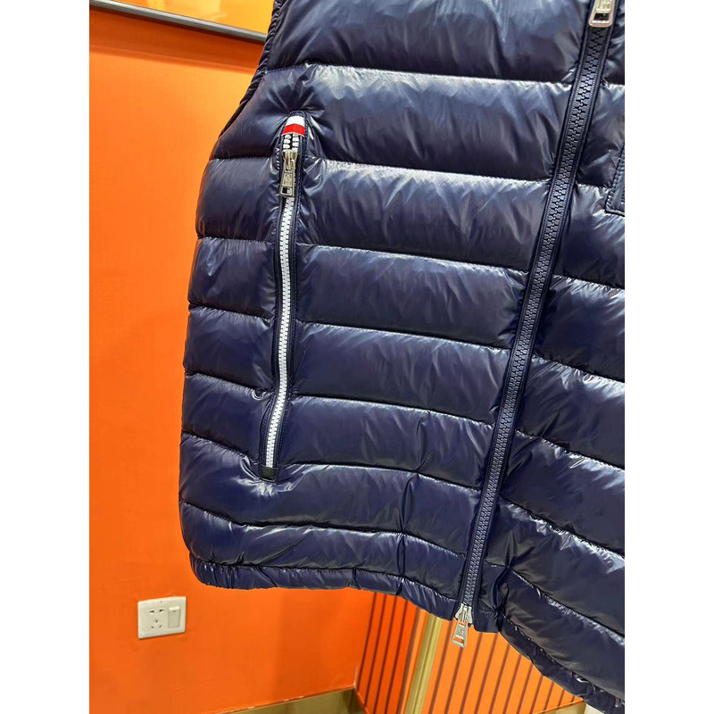 Moncler Ragot Logo Appliquéd Quilted Glossed Shell Hooded Down Gilet Blue