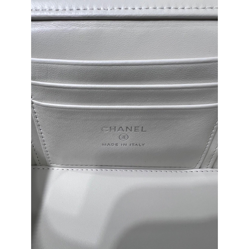 Ch*el vanity bag black hardware in white