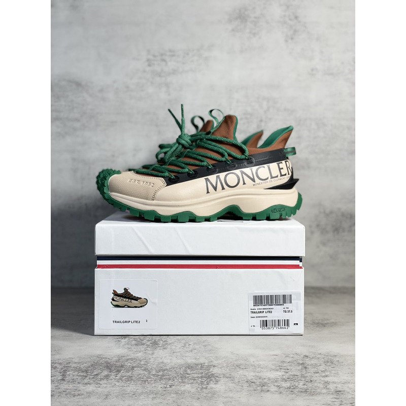 Moncler Trailgrip Lite2 Logo Print Ripstop And Rubber Sneakers Green