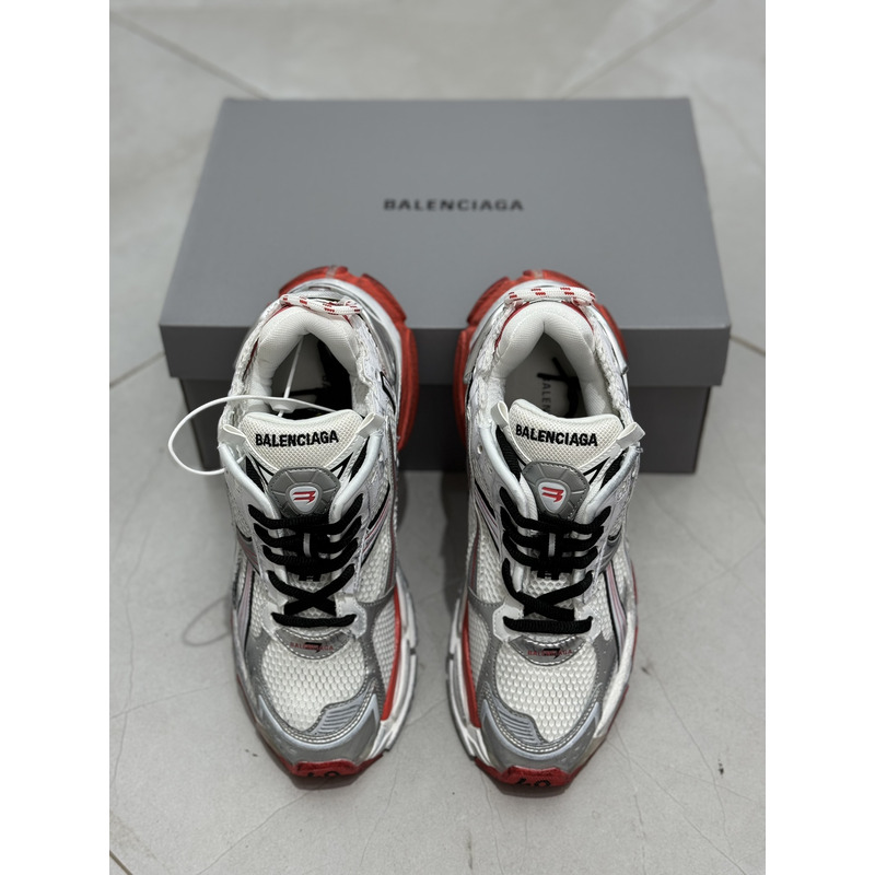 Ba*len*cia*ga runner sneaker in white, grey and red