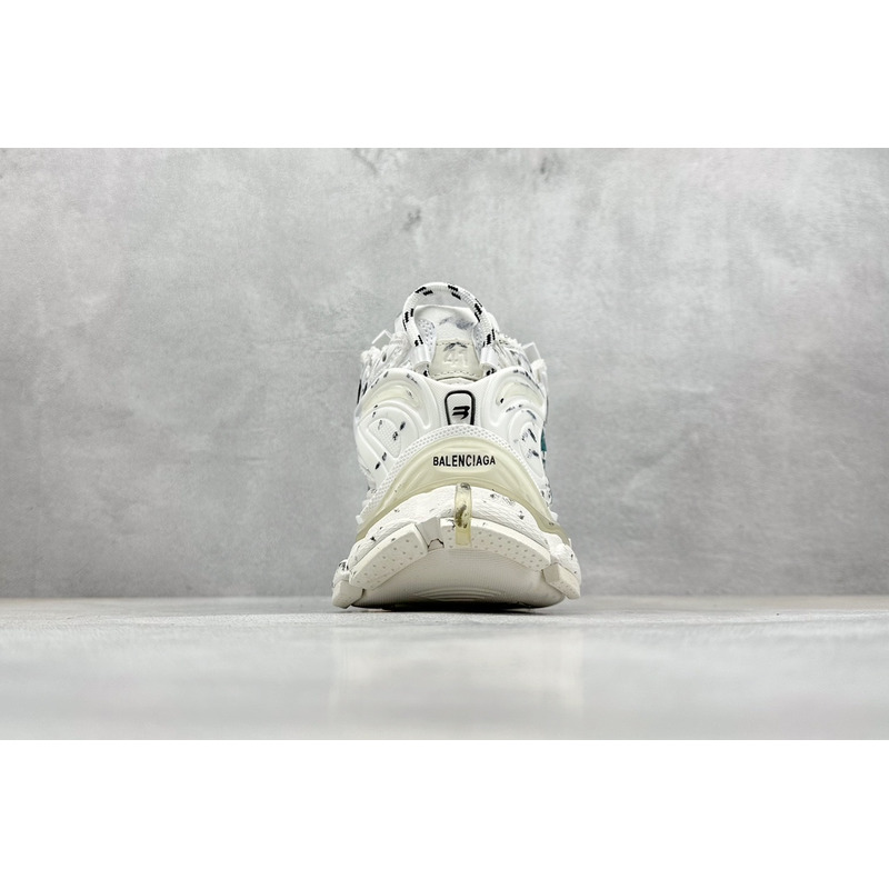 Ba*len*cia*ga runner graffiti sneaker in white and blue mesh and nylon