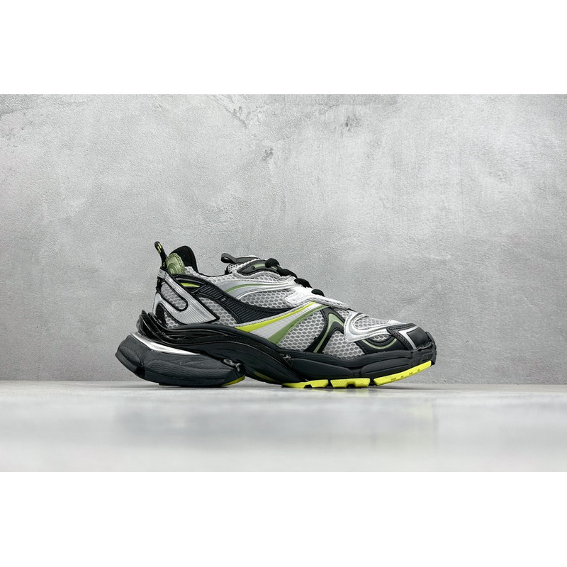 Ba*len*cia*ga runner 2.0 sneaker in silver, grey,kaki and neon yellow mesh, polyurethane and polyester