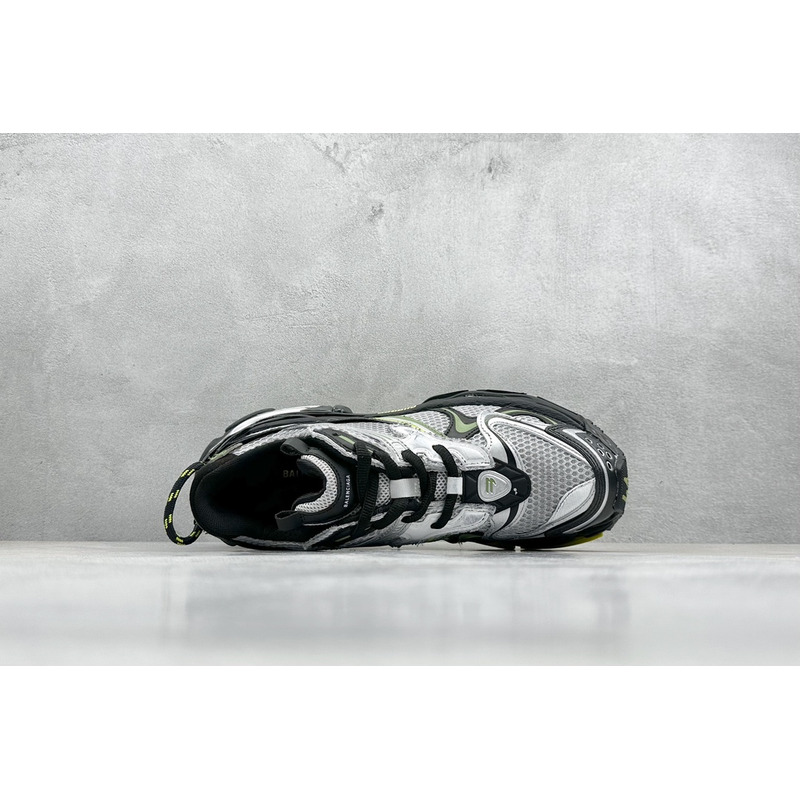 Ba*len*cia*ga runner 2.0 sneaker in silver, grey,kaki and neon yellow mesh, polyurethane and polyester