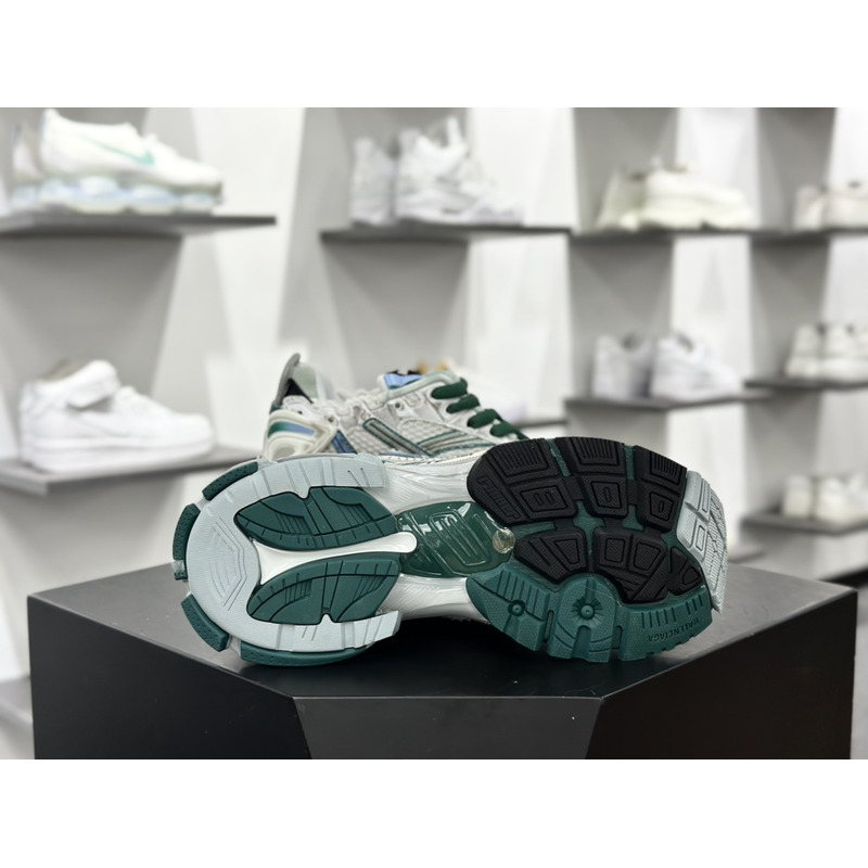 Ba*len*cia*ga mesh and nylon runner sneaker in green blue and white