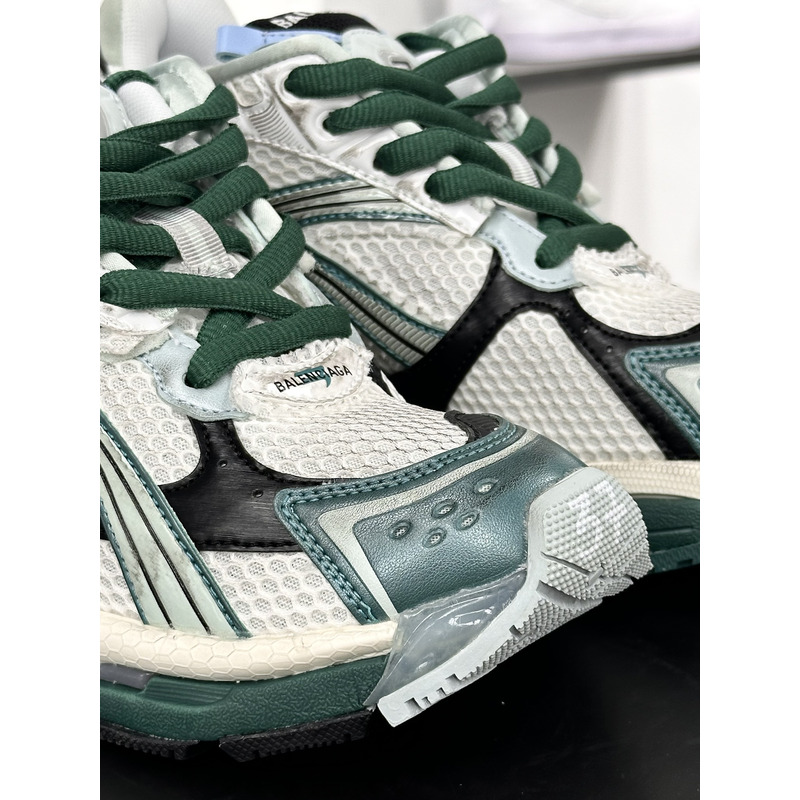 Ba*len*cia*ga mesh and nylon runner sneaker in green blue and white