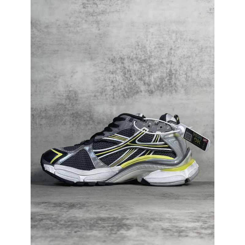 Ba*len*cia*ga mesh and nylon runner sneaker in grey yellow and black