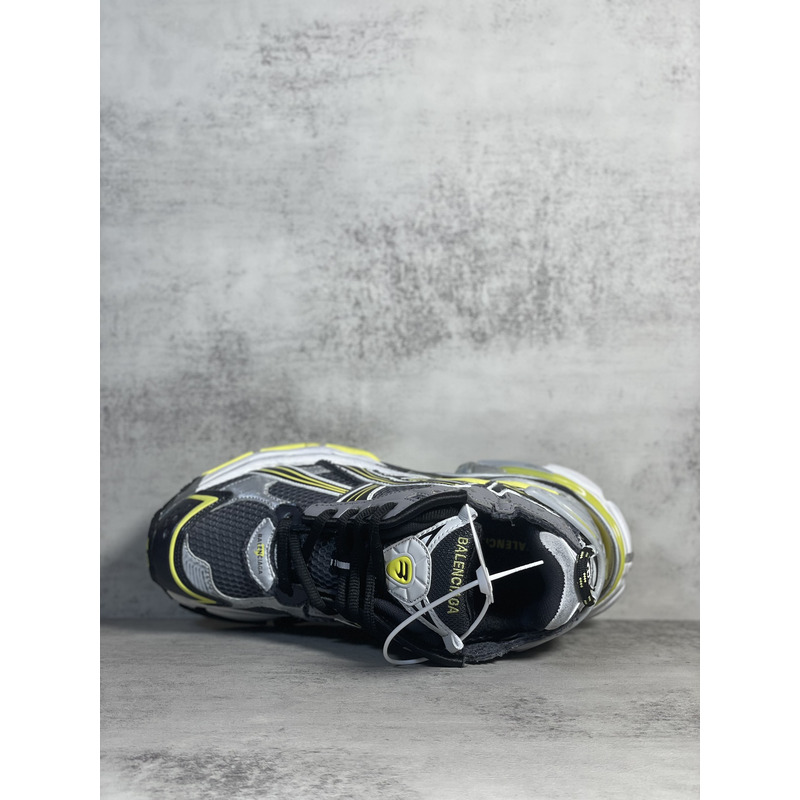 Ba*len*cia*ga mesh and nylon runner sneaker in grey yellow and black