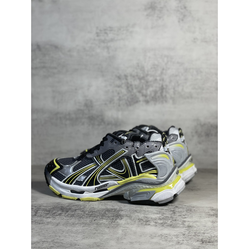 Ba*len*cia*ga mesh and nylon runner sneaker in grey yellow and black