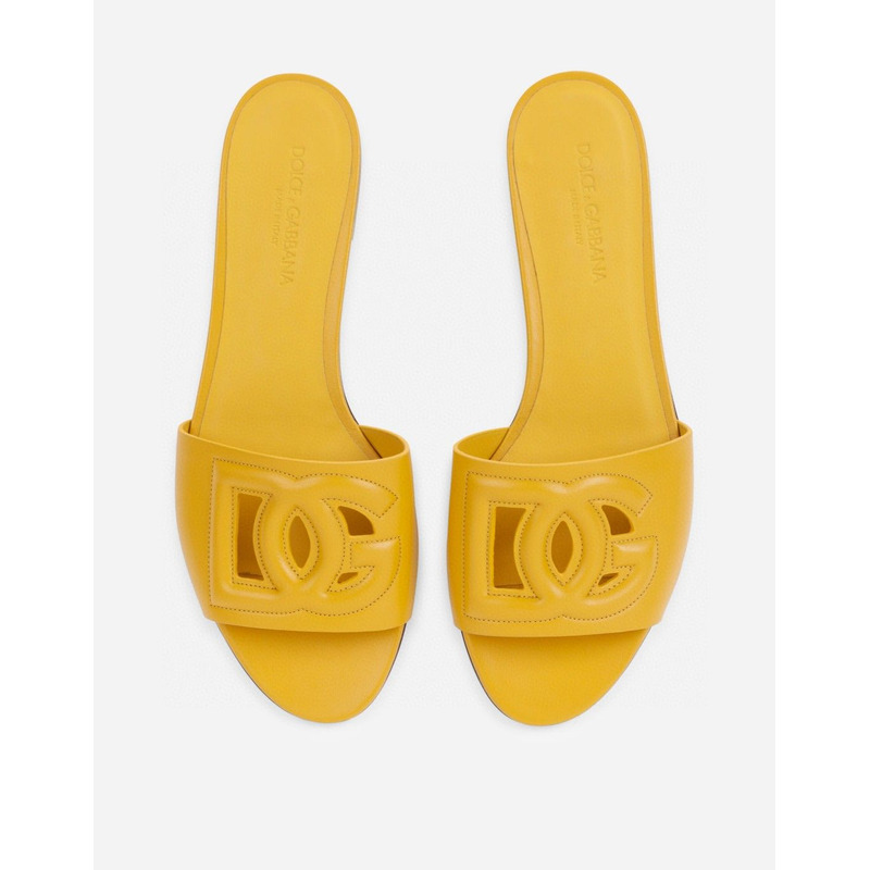 Dolce  Gabbana Dg Logo Rubber Slippers Yellow