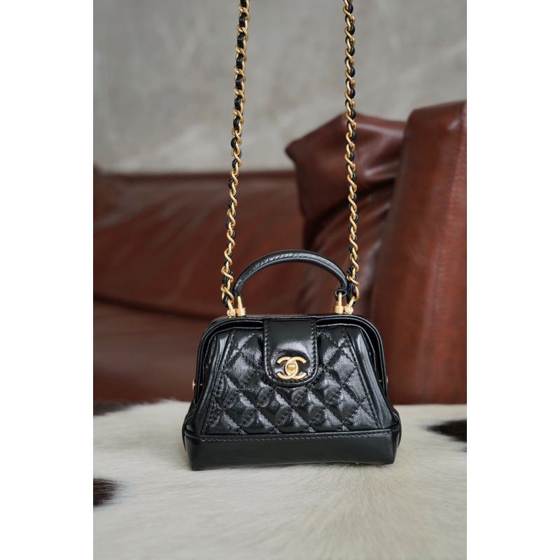 Ch*el mini bag with top handle black