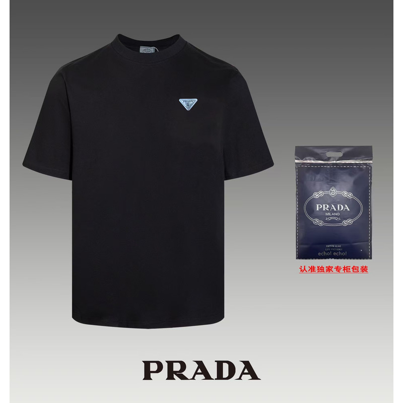 Pra*a embroidered cotton t-shirt black