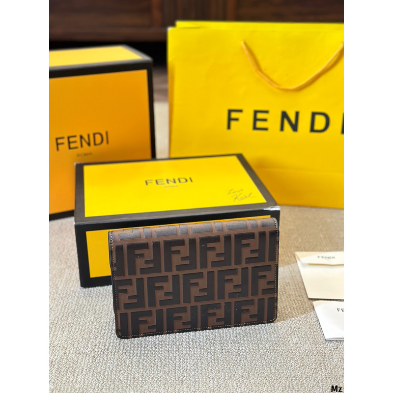 F**di ff wallet on chain brown and black ff leather wallet