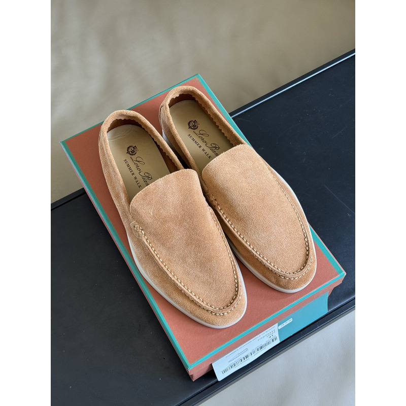 Loro Piana Summer Walk Suede Loafers Brown