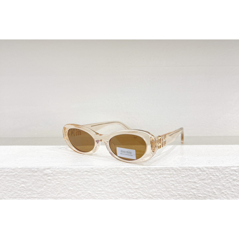 Miu Miu Eyewear Miu Glimpse Oval-Frame Sunglasses Beige