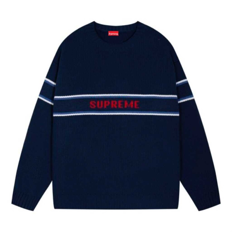 Sup*e Sup*e chest stripe sweater navy