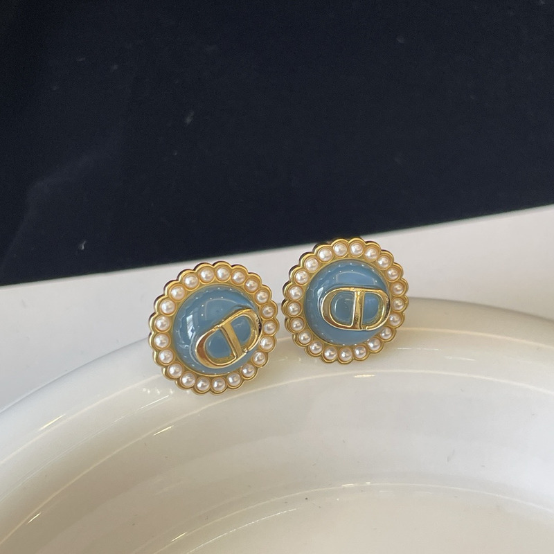 D*or D*oriviera baroque small cd earrings in gold/blue