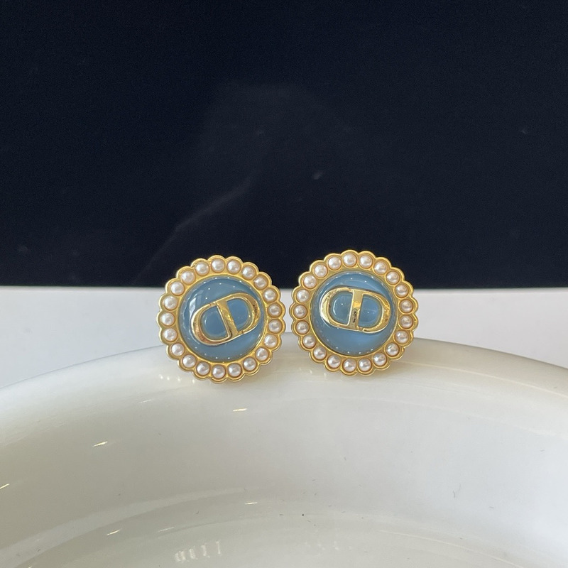 D*or D*oriviera baroque small cd earrings in gold/blue