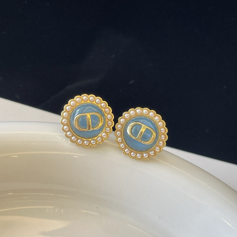 D*or D*oriviera baroque small cd earrings in gold/blue