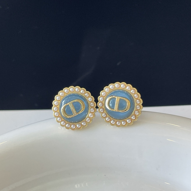 D*or D*oriviera baroque small cd earrings in gold/blue