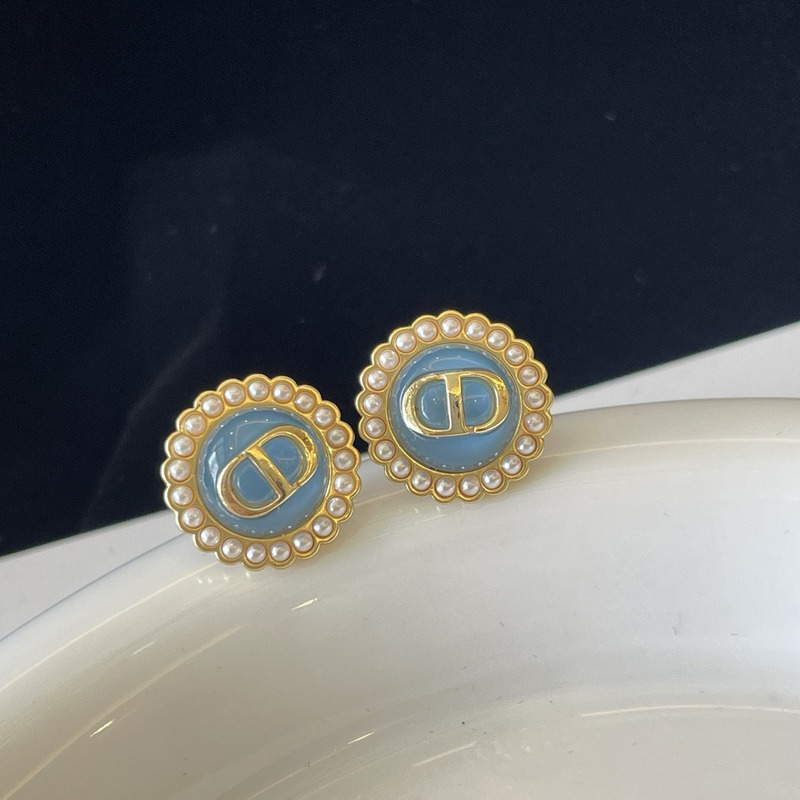 D*or D*oriviera baroque small cd earrings in gold/blue