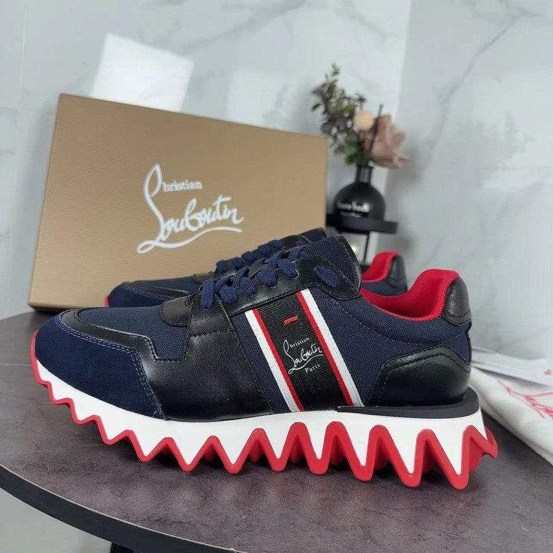 Ch**an louboutin nastroshark olona canva and calf leather men sneaker black